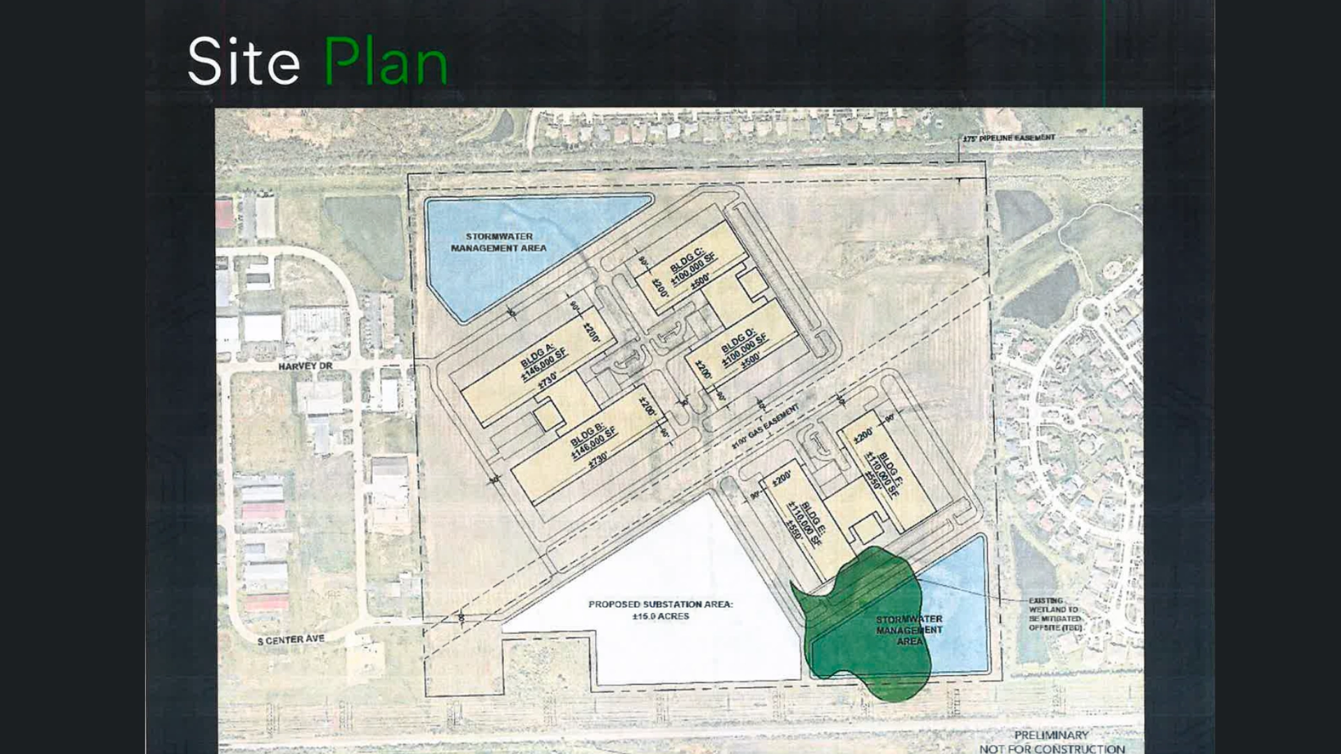Conceptual site plan for a potential data center campus in New Lenox