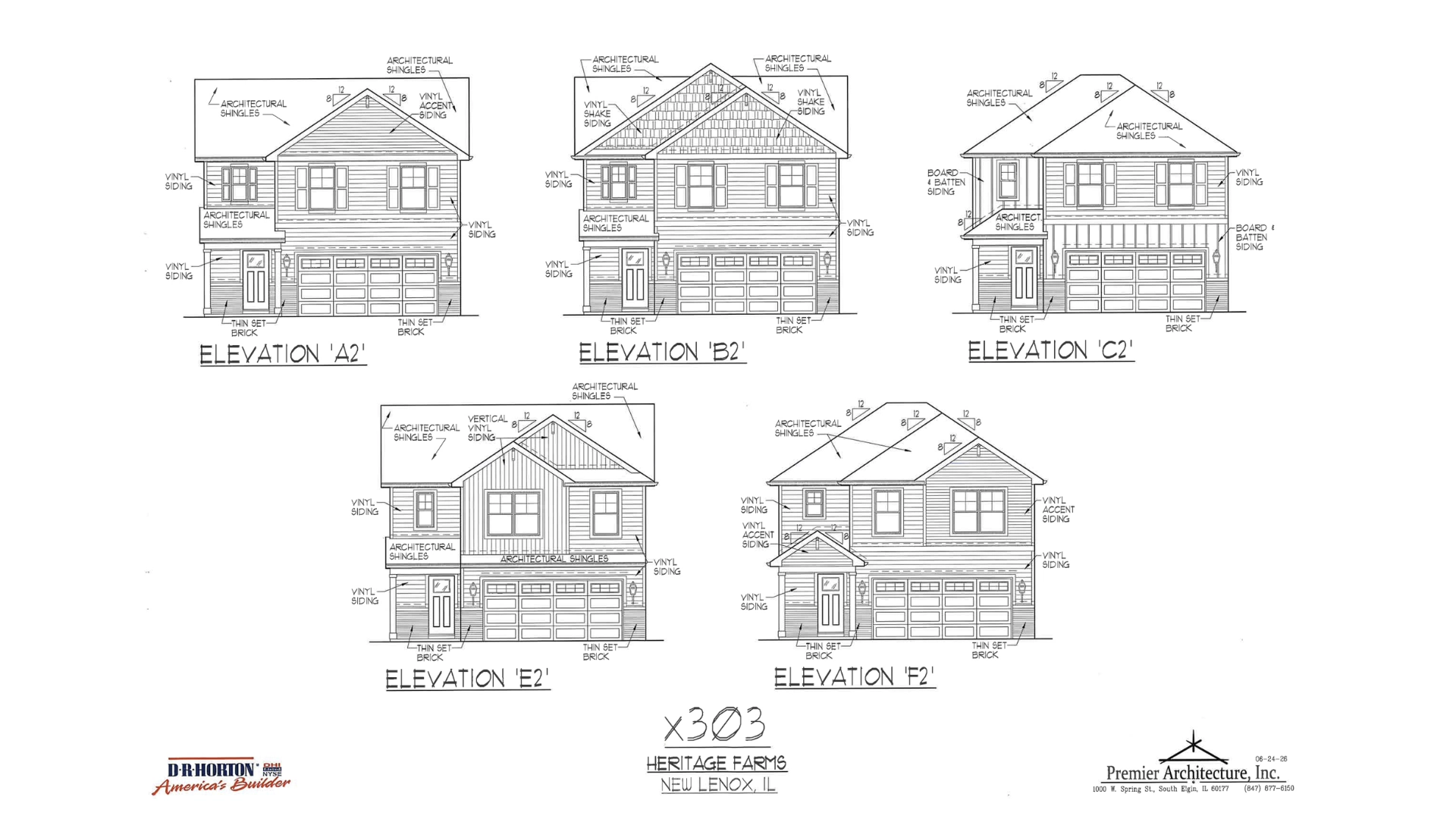 Concept renderings of proposed two-story detached homes at Heritage Farms in New Lenox