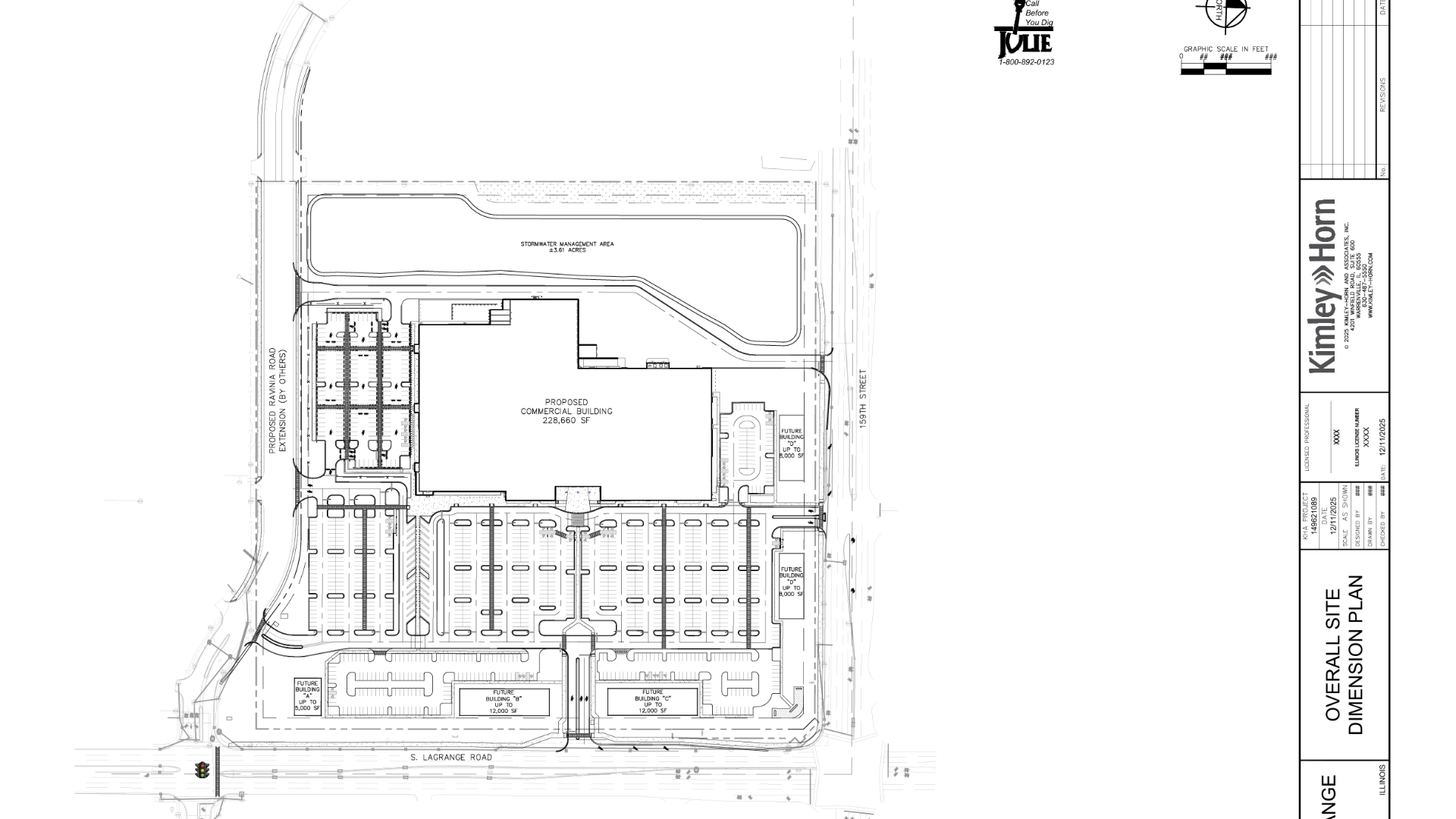 rendering of the Amazon site plan showing the overall site dimension plan